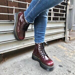 Dr. Martens Vegan Jadon II Boot Mono Platforms Dark Cherry Red size 9